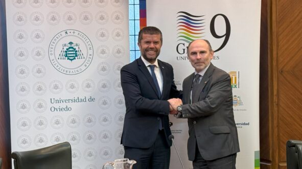 El rector de la Universidad de La Laguna, Francisco Javier García, junto al rector de la Universidad de Oviedo y presidente semestral del G-9, Ignacio Villaverde.