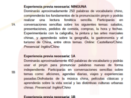 Cartel De Los Niveles De Las Clases De Lengua Y Cultura China